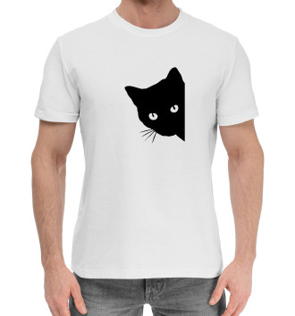 Мужская Хлопковая футболка Чёрный кот