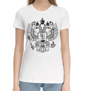 Женская Хлопковая футболка Герб Российской Федерации (одноцветный)