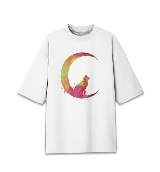 Мужская Хлопковая футболка оверсайз Moon Cat