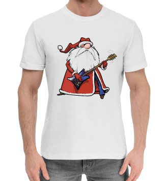Мужская Хлопковая футболка Дед Мороз гитарист