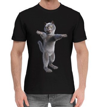 Мужская Хлопковая футболка Радушный кот