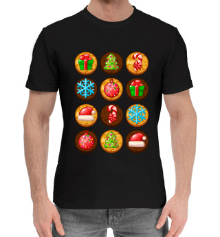 Мужская хлопковая футболка Новогодние печеньки