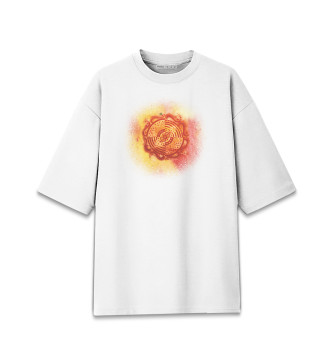 Мужская Хлопковая футболка оверсайз Огненная мандала силы