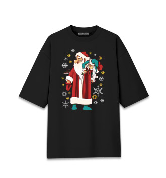 Мужская Хлопковая футболка оверсайз Дед мороз и снегурка