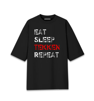 Мужская Хлопковая футболка оверсайз Eat Sleep Tekken Repeat