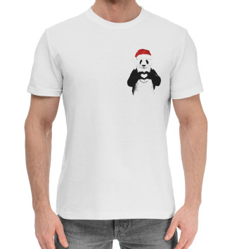 Мужская Хлопковая футболка Панда Клаус