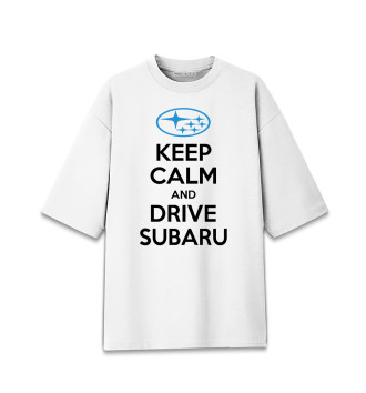 Мужская Хлопковая футболка оверсайз Будь спок и води Subaru