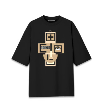 Мужская Хлопковая футболка оверсайз Крест Абстракция
