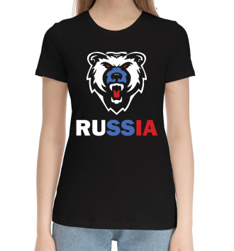 Женская Хлопковая футболка Русский медведь