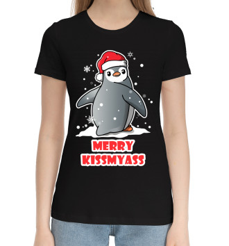Женская Хлопковая футболка Merry kissmyass