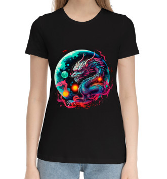 Женская Хлопковая футболка Китайский водный дракон