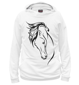 Женское худи Лошадь на белоснежном фоне