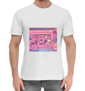 Мужская Хлопковая футболка Vaporwave Coffeeshop