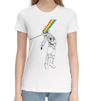 Женская Хлопковая футболка Космическая радуга
