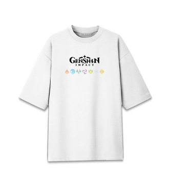 Женская Хлопковая футболка оверсайз Genshin Impact, Elements