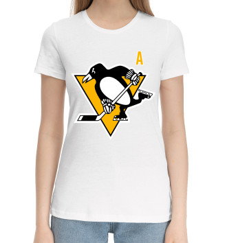 Женская Хлопковая футболка Малкин Форма Pittsburgh Penguins 2018