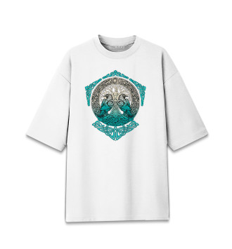 Хлопковая футболка оверсайз для девочек Вороны Одина