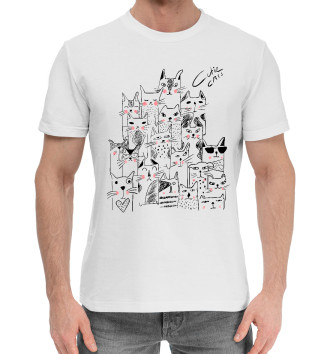 Мужская Хлопковая футболка Команда котов