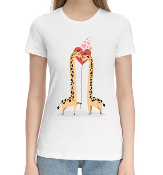 Женская Хлопковая футболка Жирафы