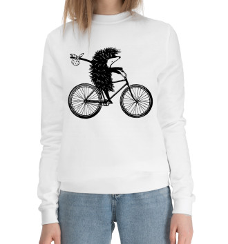 Женский Хлопковый свитшот Ежик на велосипеде