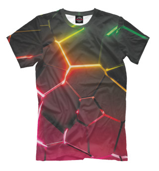 Мужская футболка Разлом ярких неоновых плит - геометрия