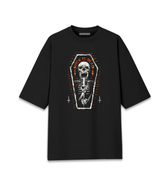 Мужская Хлопковая футболка оверсайз Rock is dead (skeleton)