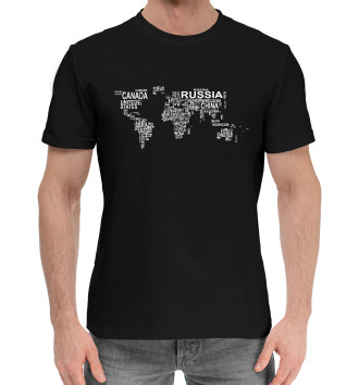 Мужская Хлопковая футболка Страны мира карта