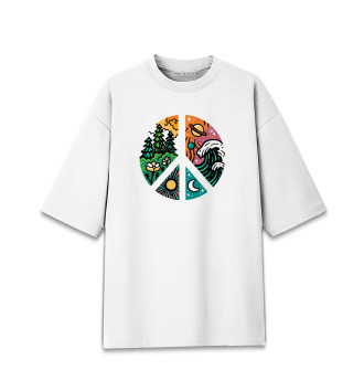 Хлопковая футболка оверсайз для девочек Турист Пацифист