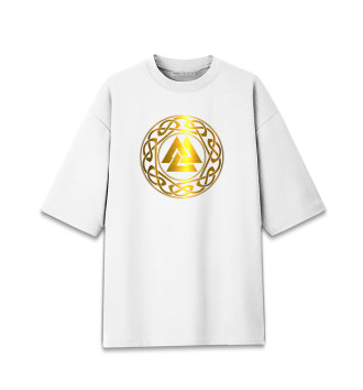 Женская Хлопковая футболка оверсайз Валькнут символ бога Одина