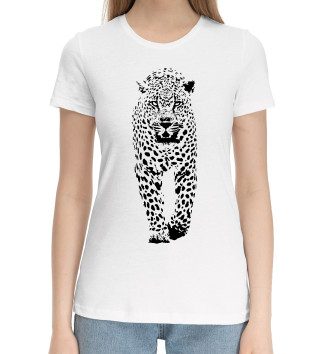 Женская Хлопковая футболка Дерзкий леопард