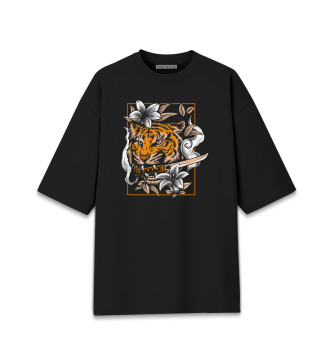 Мужская Хлопковая футболка оверсайз Тигр