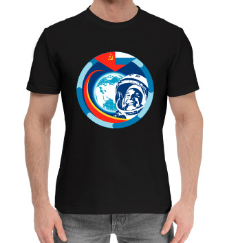 Мужская Хлопковая футболка Первый Космонавт Гагарин