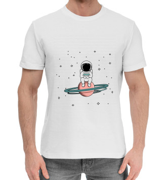 Мужская Хлопковая футболка Космонавт