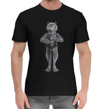 Мужская Хлопковая футболка Кот-рыцарь