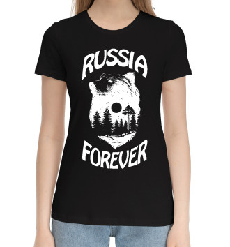 Женская Хлопковая футболка Россия навсегда.