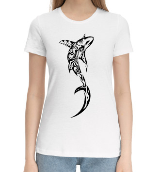 Женская Хлопковая футболка Shark tattoo