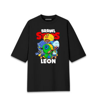 Мужская Хлопковая футболка оверсайз Brawl Stars, Leon