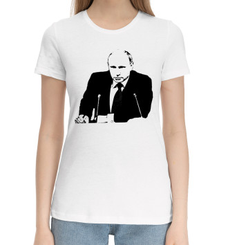 Женская Хлопковая футболка Путин
