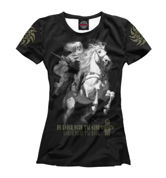 Женская Футболка Русский богатырь на белом коне