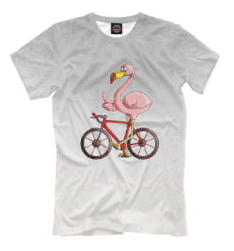 Мужская Футболка Flamingo Riding a Bicycle