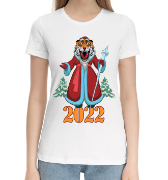 Женская Хлопковая футболка Тигр Мороз