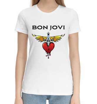 Женская Хлопковая футболка Bon Jovi