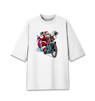 Хлопковая футболка оверсайз для мальчиков Санта Клаус байкер