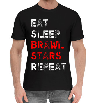 Мужская Хлопковая футболка Eat Sleep Brawl Stars Repeat