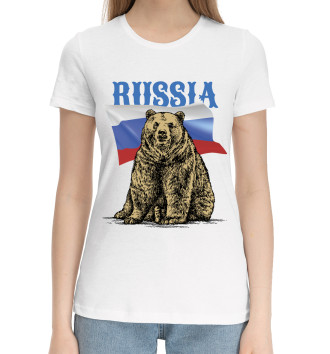 Женская Хлопковая футболка Russian bear