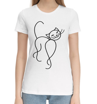 Женская Хлопковая футболка Ласковый котик