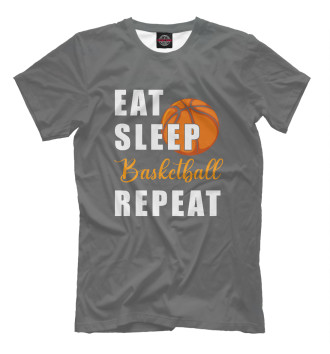 Мужская Футболка Eat Sleep Basketball Repeat
