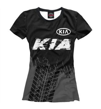 Женская Футболка KIA Speed Шины (черный фон)