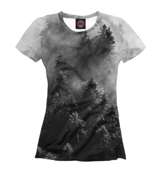 Женская футболка Деревья в тумане