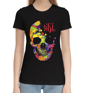 Женская Хлопковая футболка Color skull